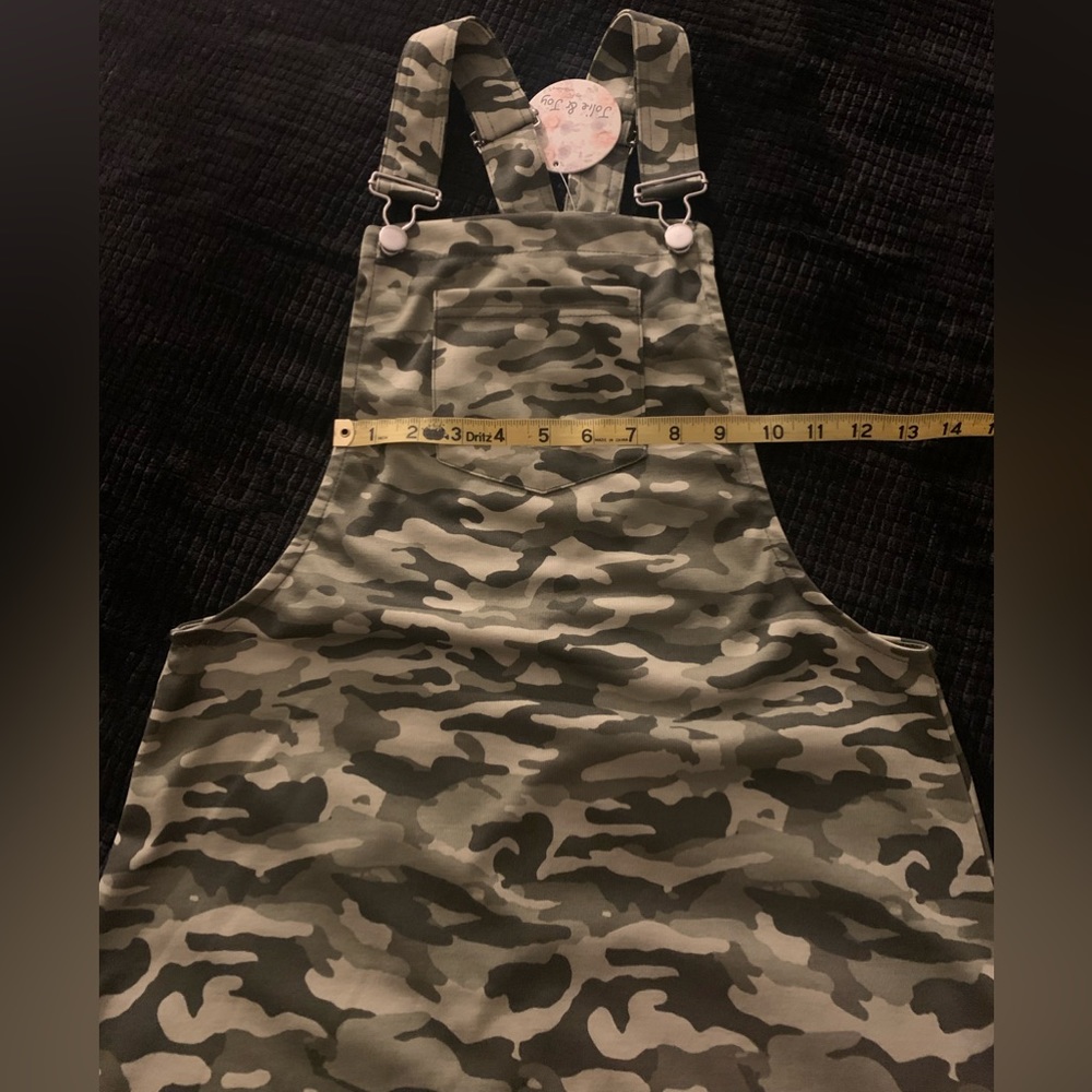 Jolie and Joy by FCT green camouflage overalls dress size medium juniors NWT - Picture 7 of 11